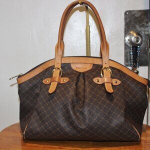 $380 Rioni Emma Coated Canvas Monogram Status Tote Bag Handbag Purse